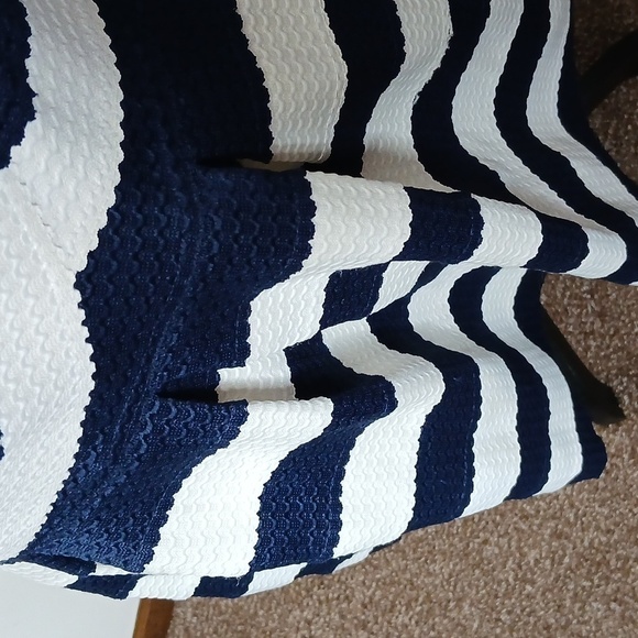 NWT SANS SOUCI blue and white striped fit& flare mini dress size large - Picture 4 of 16